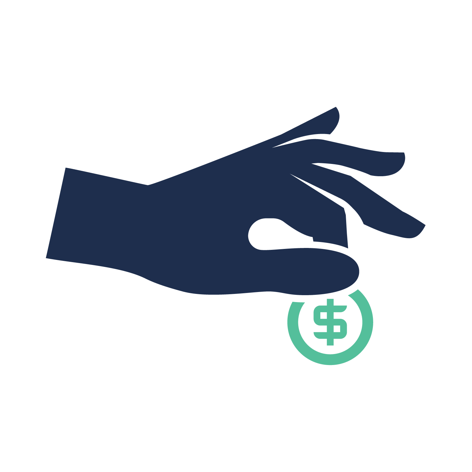 A hand is holding a dollar coin.