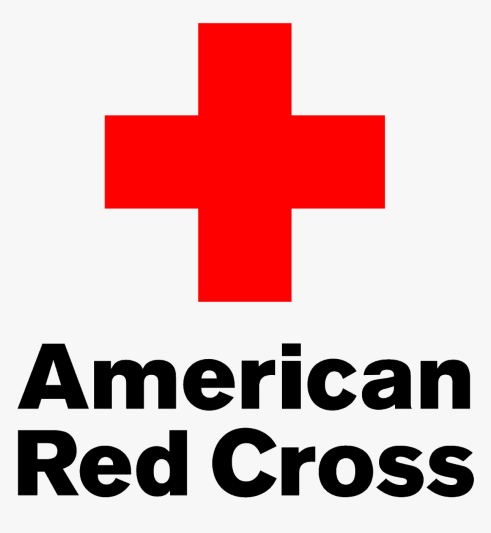 Logo of the American Red Cross featuring a red cross symbol above the words "American Red Cross" in bold black letters.