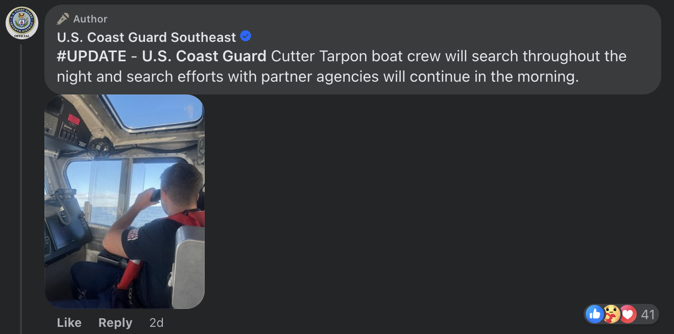 A picture of a us coast guard helicopter with a message on it.