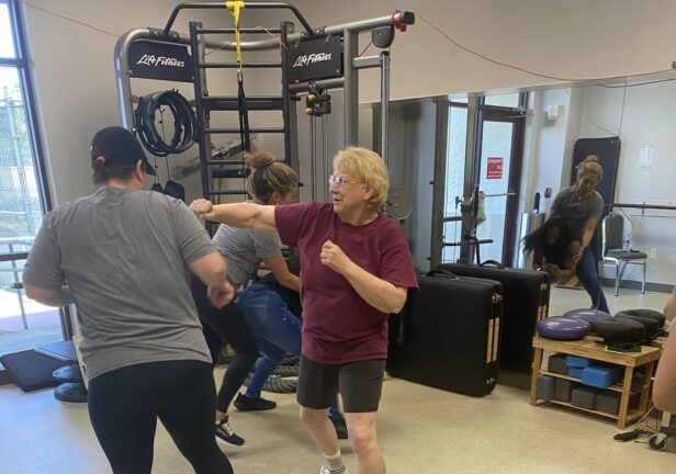 Adults learning self defense at the JCA.