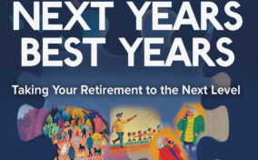 Cover of the book "Next Years Best Years" by Harry Agress Jr., MD, featuring a puzzle with illustrations of people enjoying various activities.