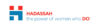 Hadassah logo with red and blue geometric "H" and the text "HADASSAH the power of women who DO" in red and blue letters.