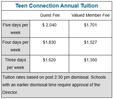 Teen Connection 2026-27 Tuition